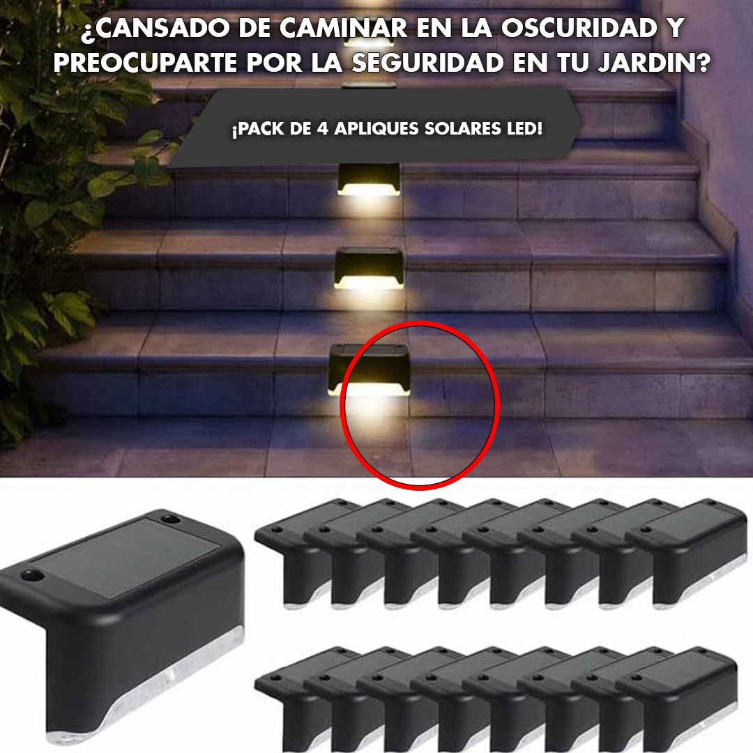 Aplique Solar Luz Cálida x 4