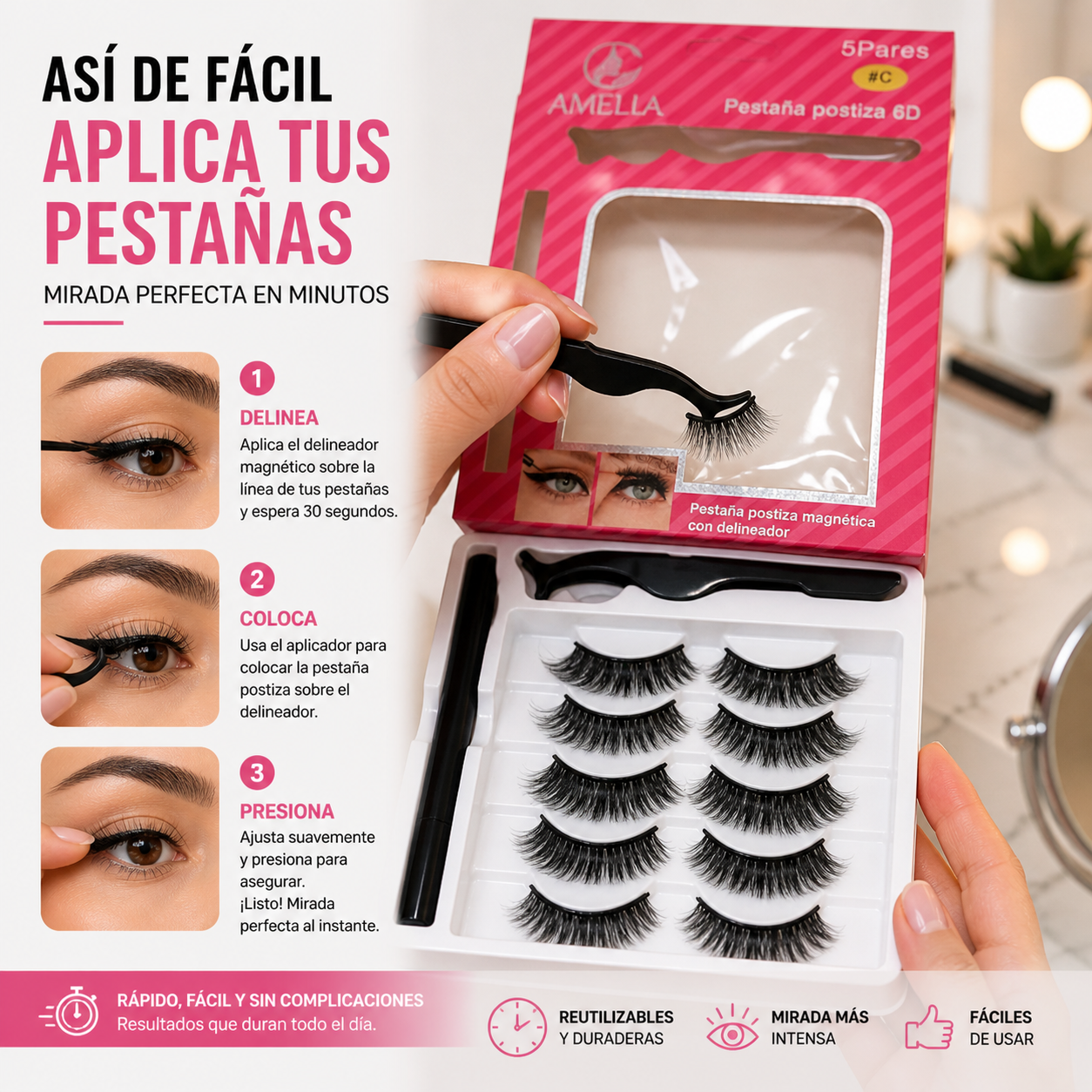 PESTAÑAS MAGNETICAS REUTILIZABLES