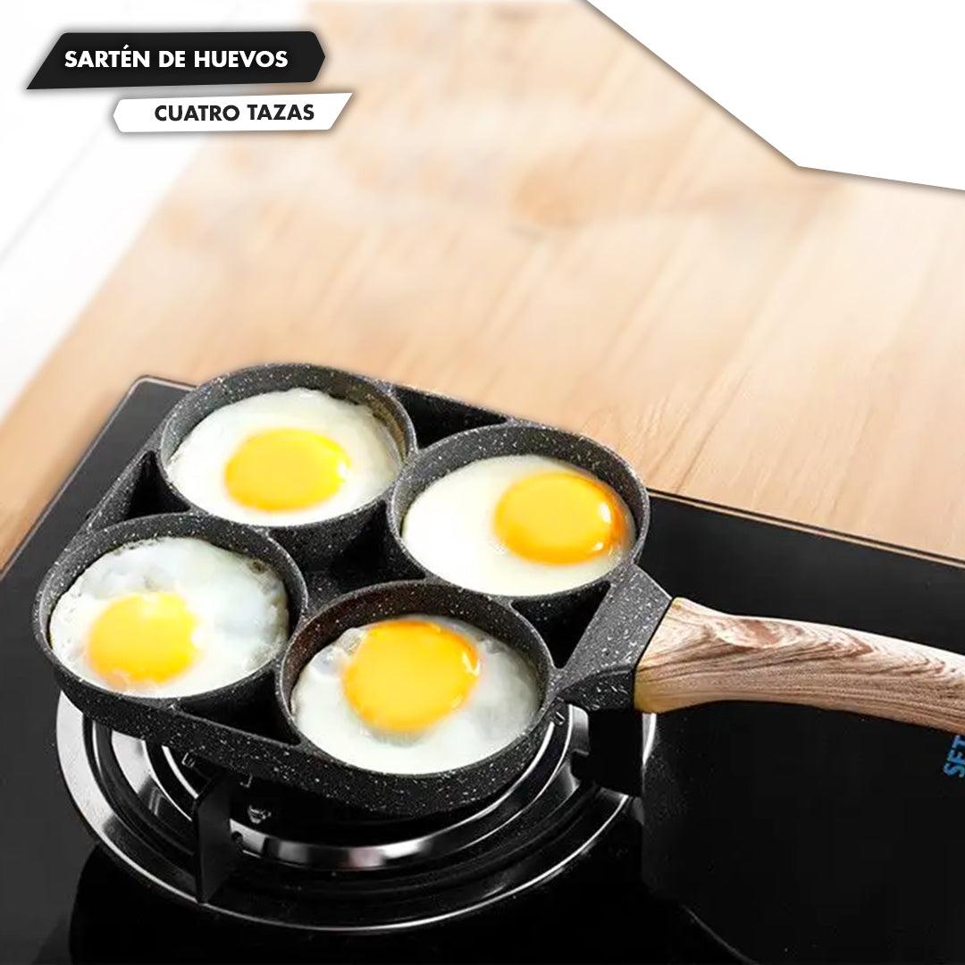 Sartén de 4 agujeros para freír huevos