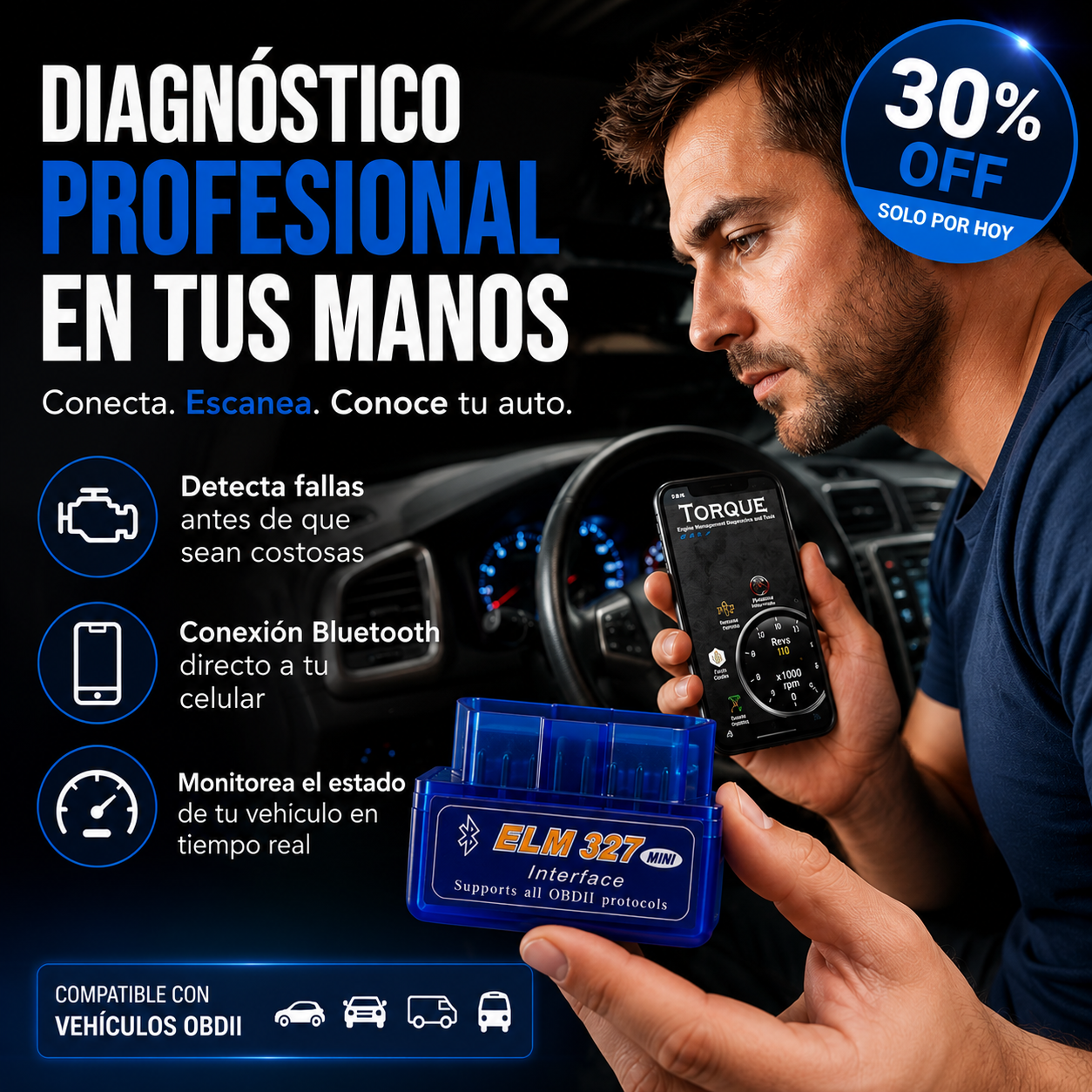 Scanner Automotriz Bluetooth OBD 2