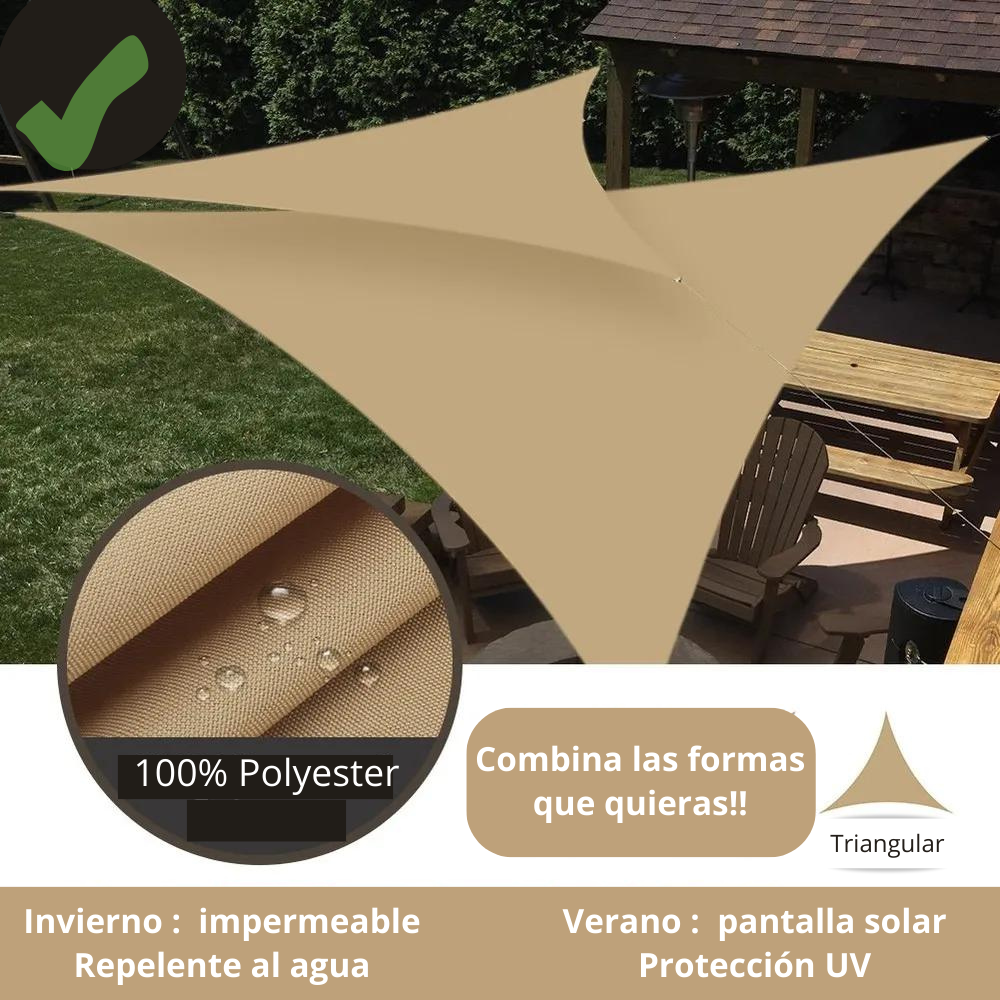 Toldo vela quitasol triangular 3x3x3 mts